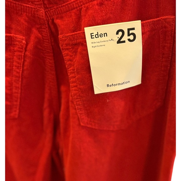 Reformation NWT 
Eden Wide Leg Corduroy Pants in Red Sz 25 & 33 - Picture 5 of 11